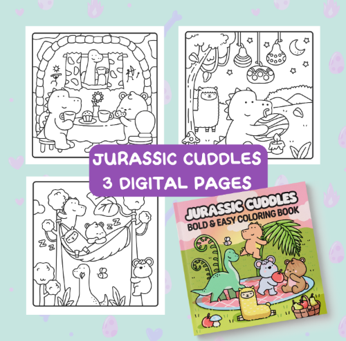 3 Digital Pages - Jurassic Cuddles
